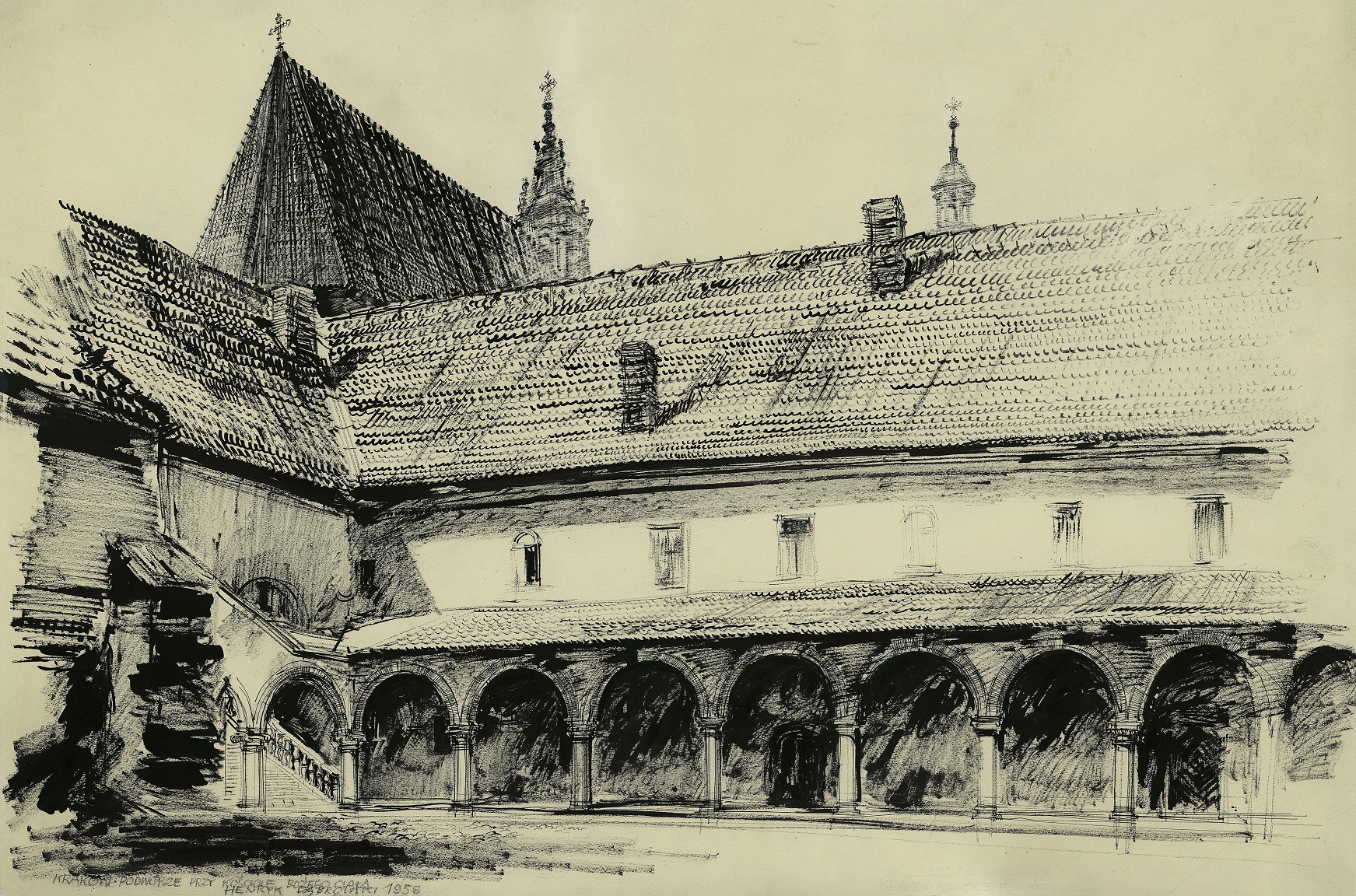 Kraków – podwórze przy kośc. Bożego Ciała (1958)
