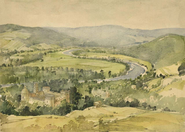 Krasiczyn - Zamek, panorama doliny Sanu (1954)