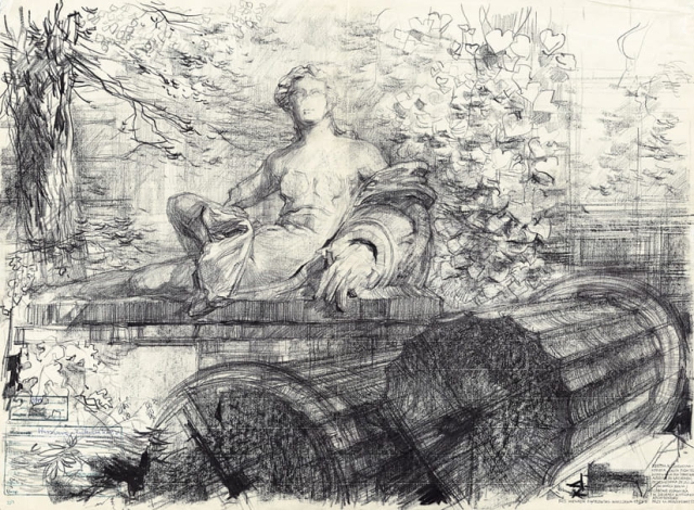 Łazienki, rzeźba ogrodowa, alegoria rzeki Wisła (1963)